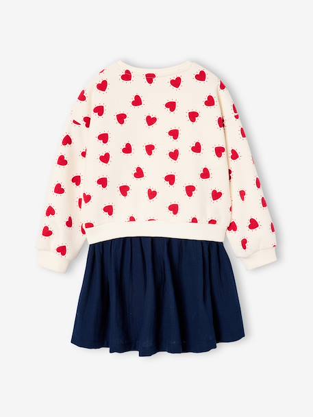 2-in-1-Effect Dress in Dual Fabric anthracite+navy blue+red - vertbaudet enfant 