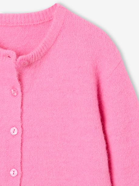 Button-through cardigan with long sleeves for girls blue+bordeaux red+rose - vertbaudet enfant 