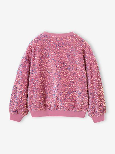 Sequinned Sweatshirt for Girls mauve+turquoise - vertbaudet enfant 