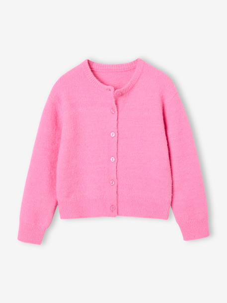 Button-through cardigan with long sleeves for girls blue+bordeaux red+rose - vertbaudet enfant 