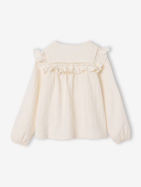 Long-sleeved shirt for girls vanilla - vertbaudet enfant 