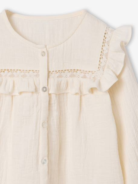 Chemise manches longues fille vanille - vertbaudet enfant 