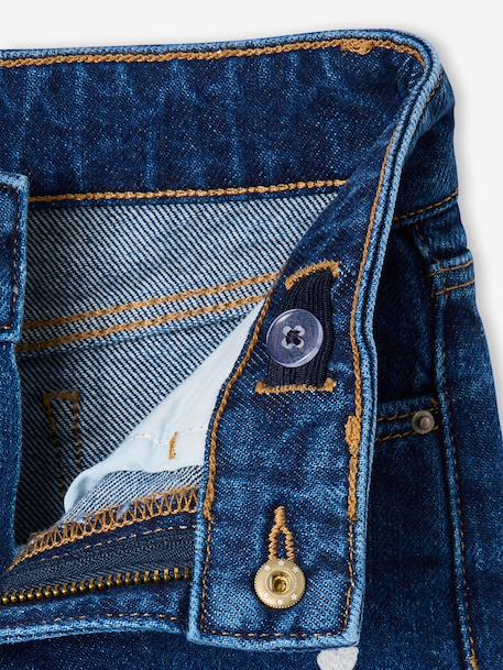 Jean large fille brodé bleu foncé+bleu jean+bleu moyen+denim bleached - vertbaudet enfant 