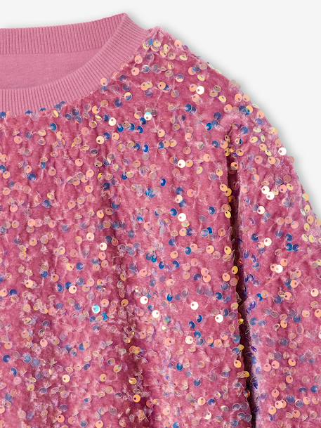 Sequinned Sweatshirt for Girls mauve+turquoise - vertbaudet enfant 