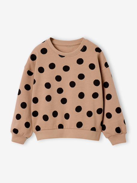 Round-neck sweatshirt for girls ecru+ivory+pale pink+taupe - vertbaudet enfant 