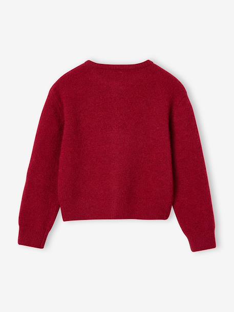 Button-through cardigan with long sleeves for girls blue+bordeaux red+rose - vertbaudet enfant 