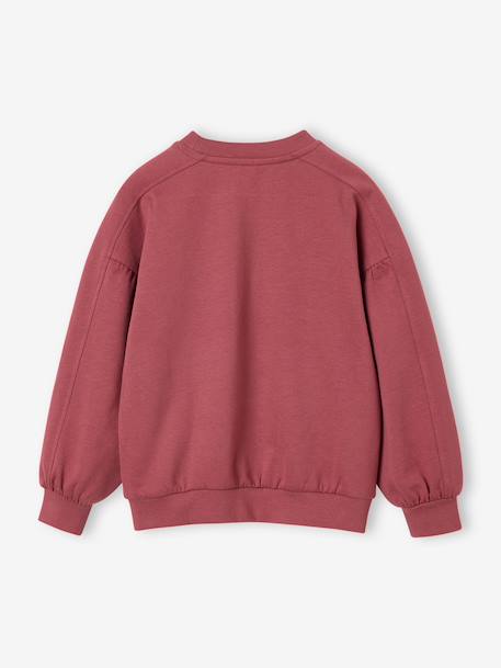 Sweatshirt with round neck for girls mauve+pale pink - vertbaudet enfant 