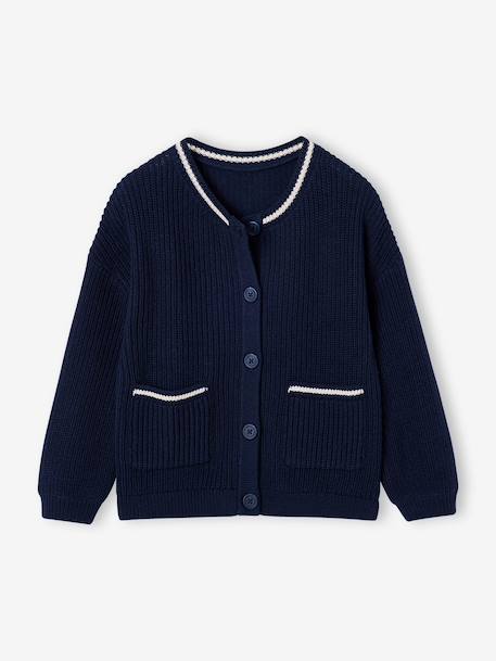 Gilet fille manches longues marine - vertbaudet enfant 