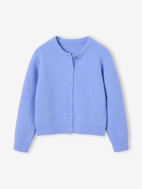 Button-through cardigan with long sleeves for girls blue+bordeaux red+rose - vertbaudet enfant 