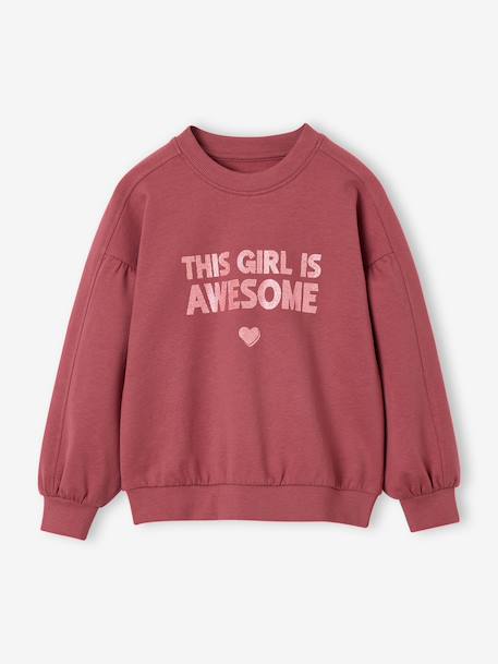 Sweat fille col rond mauve+rose pâle - vertbaudet enfant 