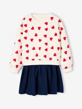-Robe fille 2 en 1 molleton et gaze de coton 