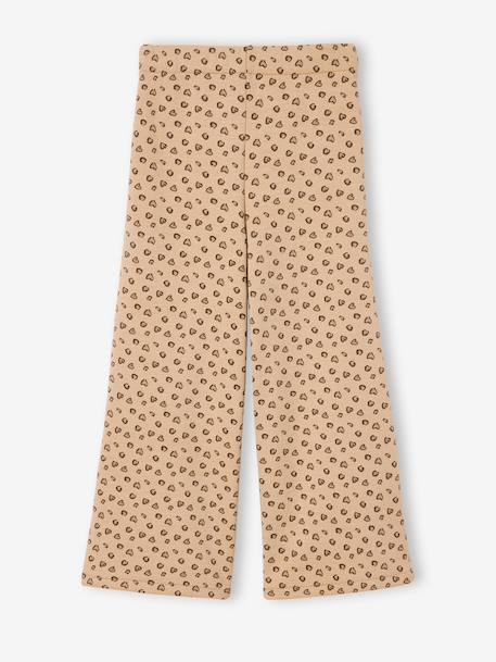 Wide-Leg Fleece Leggings for Girls navy blue+printed brown+vanilla - vertbaudet enfant 