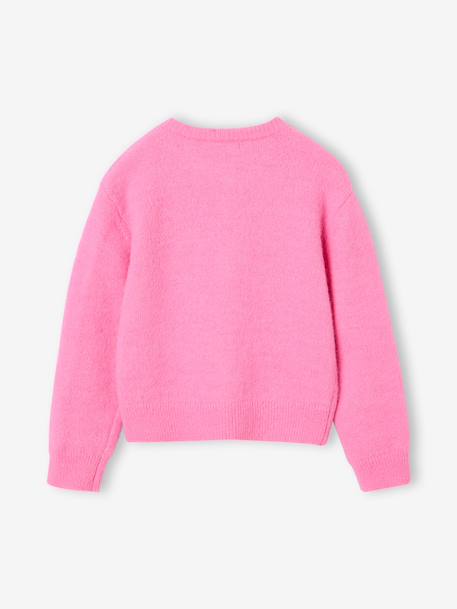 Button-through cardigan with long sleeves for girls blue+bordeaux red+rose - vertbaudet enfant 
