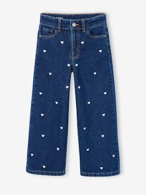 -Jean large fille brodé