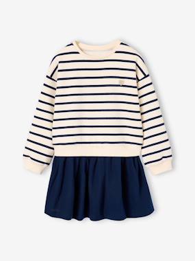Fille-Robe fille 2 en 1 molleton et gaze de coton 