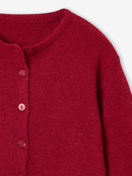 Button-through cardigan with long sleeves for girls blue+bordeaux red+rose - vertbaudet enfant 