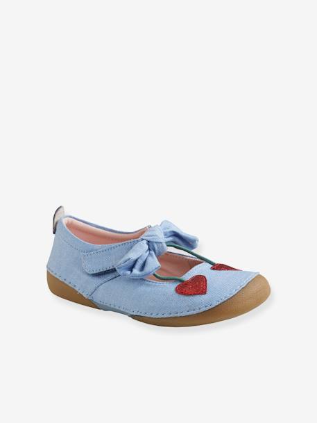 Fabric Booties with Touch Fastener, for Girls Light Blue - vertbaudet enfant 