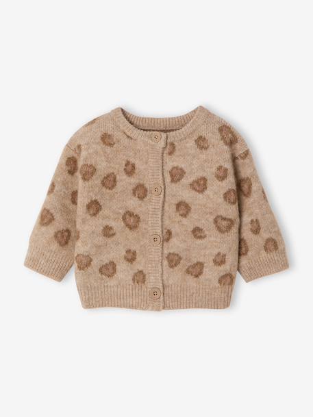 Buttoned cardigan for baby girls marl beige - vertbaudet enfant 