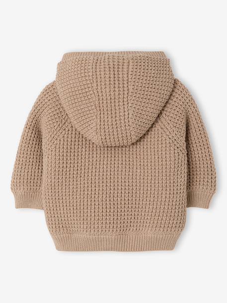 Baby hooded knitted cardigan marl beige - vertbaudet enfant 