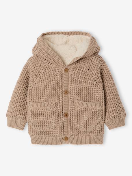Gilet à capuche bébé en tricot beige chiné - vertbaudet enfant 