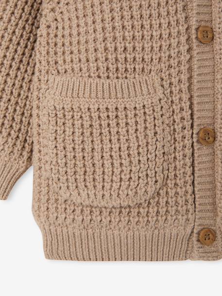 Baby hooded knitted cardigan marl beige - vertbaudet enfant 