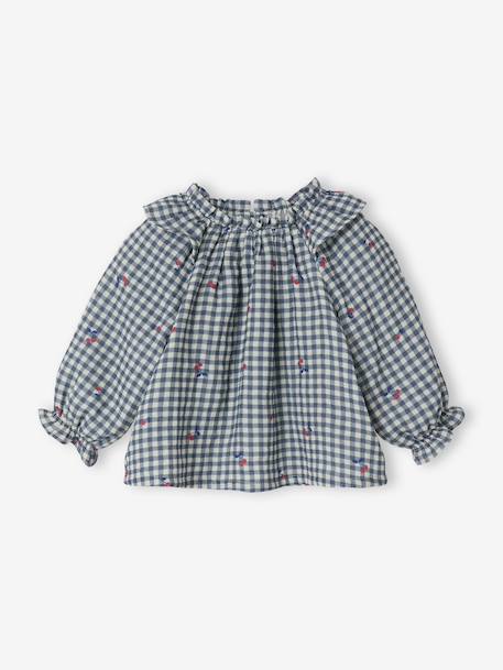 Long-sleeved blouse for baby girls grey blue - vertbaudet enfant 
