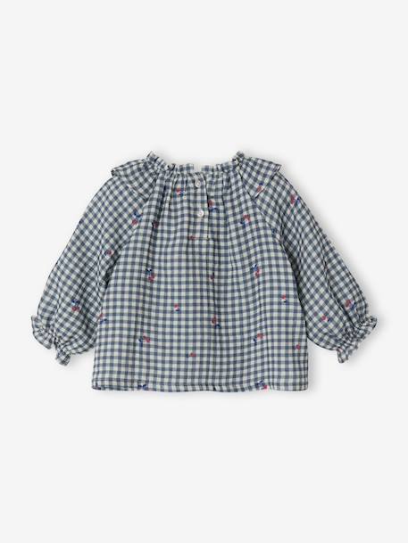 Blouse bébé fille vichy bleu grisé - vertbaudet enfant 