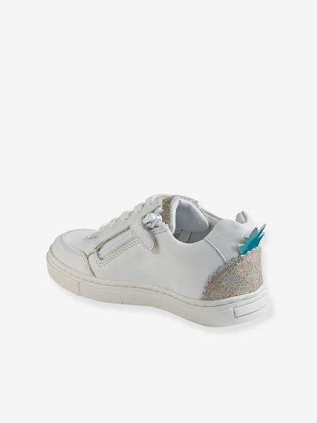 Leather Trainers, with Pineapple, for Girls White - vertbaudet enfant 