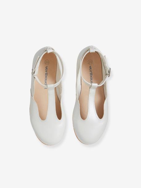 T-Strap Ballet Pumps for Girls Light Pink+White - vertbaudet enfant 