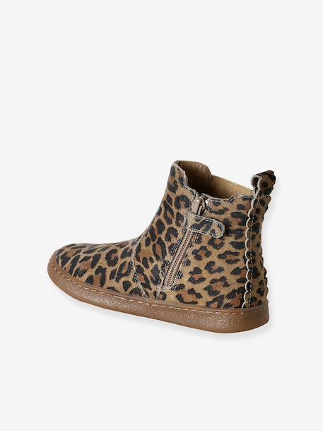 Leather Boots for Girls beige+black+bronze+brown+cocoa+golden yellow+green+navy blue+old rose - vertbaudet enfant 