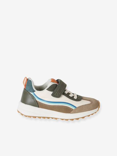 Laces & Hook-and-Loop Trainers for Children, Designed for Autonomy khaki+printed blue+set beige+set blue - vertbaudet enfant 