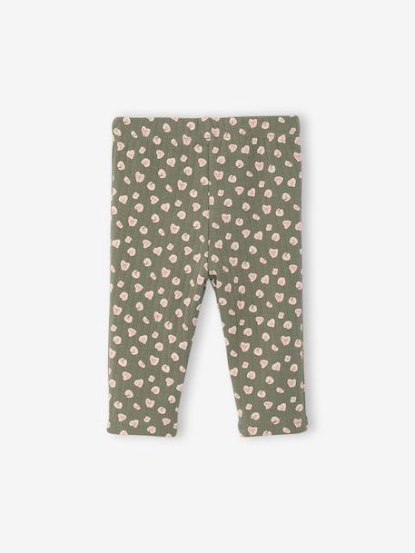 Legging bébé léopard en maille côtelée anthracite+taupe+vert sauge - vertbaudet enfant 