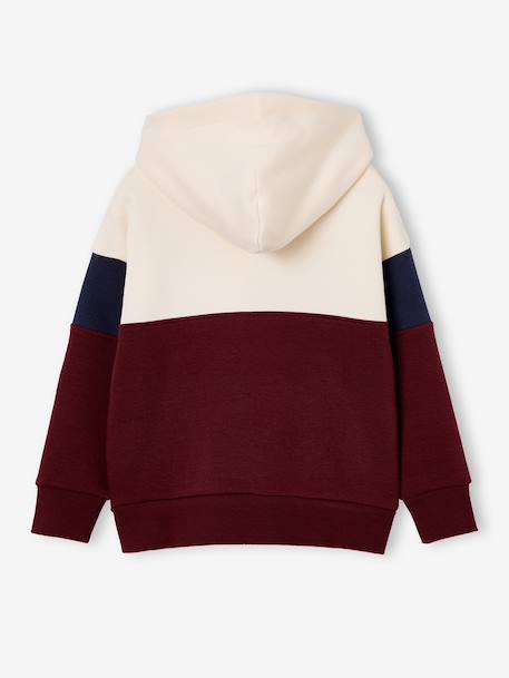 Boys' colour block hooded sweatshirt bordeaux red+red - vertbaudet enfant 