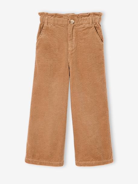 Pantalon fille large velours côtelé style paperbag bordeaux+camel+marine+mauve+olive - vertbaudet enfant 