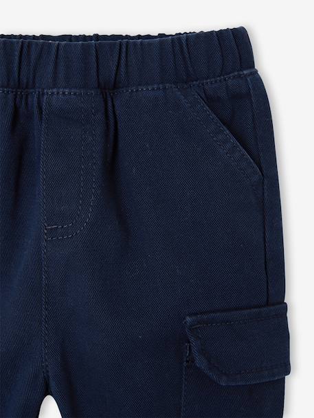 Twill Cargo Trousers for Babies navy blue+olive - vertbaudet enfant 
