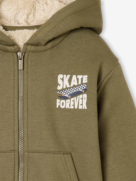 Zip-up hooded sweatshirt for boys khaki+navy blue - vertbaudet enfant 