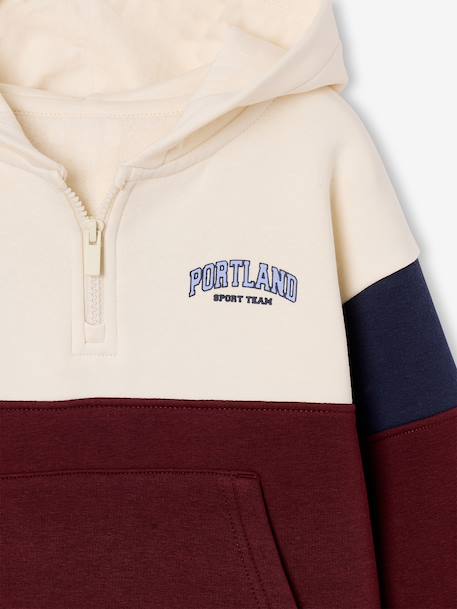 Boys' colour block hooded sweatshirt bordeaux red+red - vertbaudet enfant 