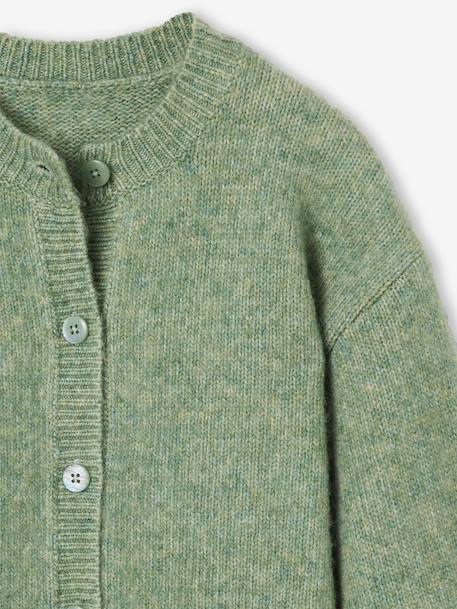 Long-sleeved knitted cardigan for girls ecru+lavender+sage green - vertbaudet enfant 