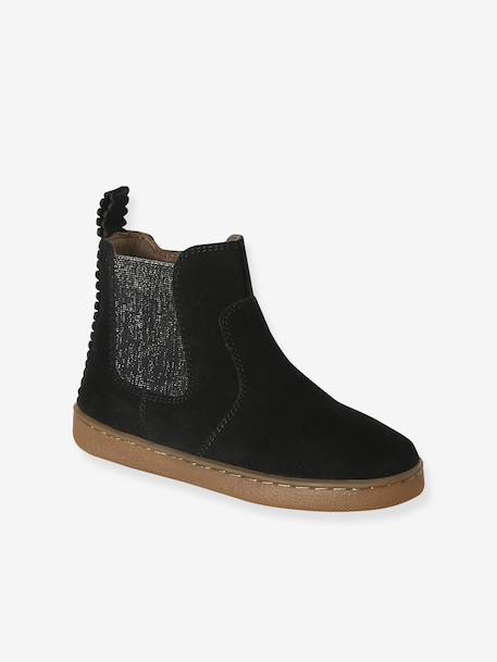 Boots fille cuir zippées beige+bronze+cacao+jaune d'or+marine+marron+noir+vert+vieux rose - vertbaudet enfant 