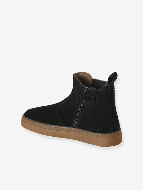 Boots enfant fille cuir zippées camel+marine+noir+or - vertbaudet enfant 