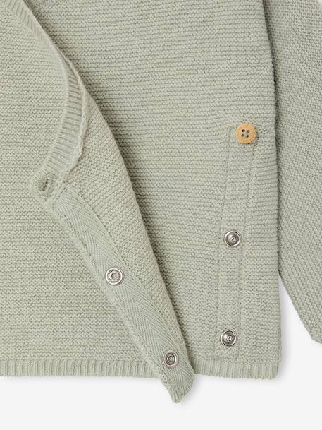 Wrap-Over Cardigan in Wool & Cotton for Babies cappuccino+marl beige+pale pink+sage green+white - vertbaudet enfant 
