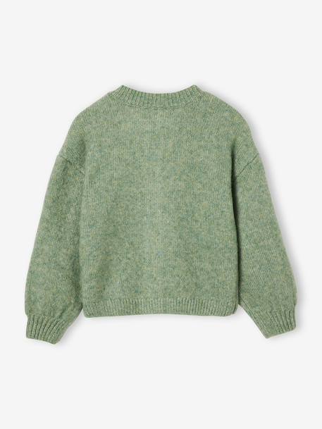 Long-sleeved knitted cardigan for girls ecru+lavender+sage green - vertbaudet enfant 