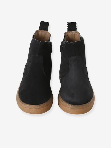 Boots enfant fille cuir zippées camel+marine+noir+or - vertbaudet enfant 