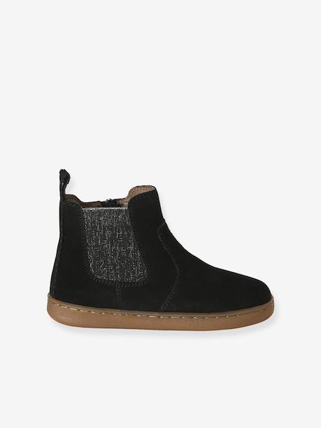 Leather Boots for Girls beige+black+bronze+brown+cocoa+golden yellow+green+navy blue+old rose - vertbaudet enfant 