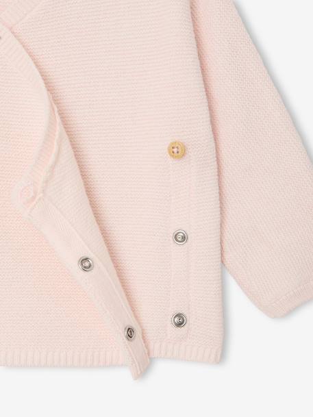 Wrap-Over Cardigan in Wool & Cotton for Babies cappuccino+marl beige+pale pink+sage green+white - vertbaudet enfant 