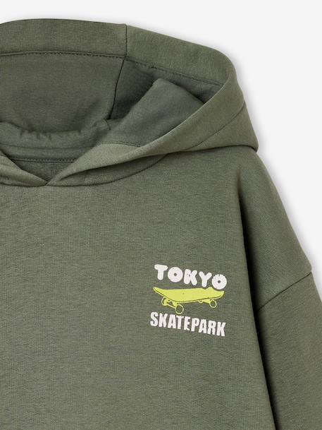 Hoodie with Motif on Chest for Boys, Basics orange+sage green - vertbaudet enfant 