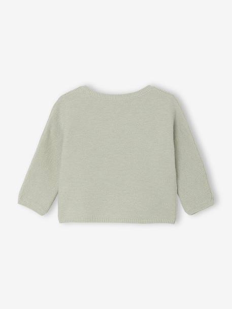 Wrap-Over Cardigan in Wool & Cotton for Babies cappuccino+marl beige+pale pink+sage green+white - vertbaudet enfant 
