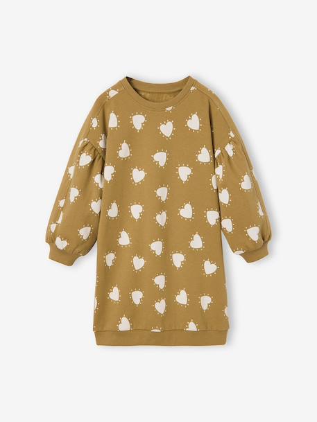 Short sweatshirt dress for girls ecru+olive - vertbaudet enfant 