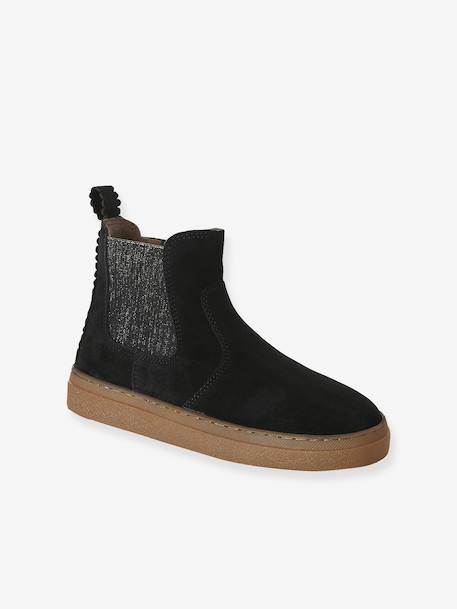 Boots enfant fille cuir zippées camel+marine+noir+or - vertbaudet enfant 