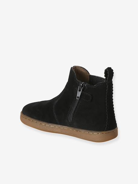 Leather Boots for Girls beige+black+bronze+brown+cocoa+golden yellow+green+navy blue+old rose - vertbaudet enfant 